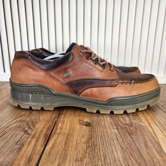 ECCO Track 25 Low GTX Mens Sz 14 Brown Leather Waterproof Gore-Tex Hiking Shoes - Picture 1 of 9